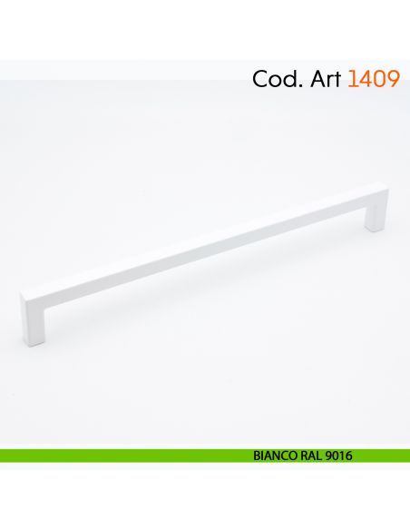 Maniglia a ponte quadrata per mobile moderno Cosmov articolo 1409 - interasse 192 mm - bianco opaco RAL 9016