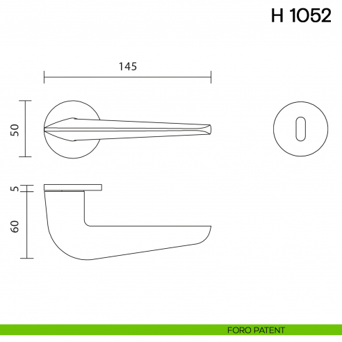 Maniglia per porta H 1052 Valli collezione Fusital con rosetta fine foro patent