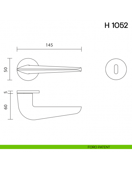 Maniglia per porta H 1052 Valli collezione Fusital con rosetta fine foro patent