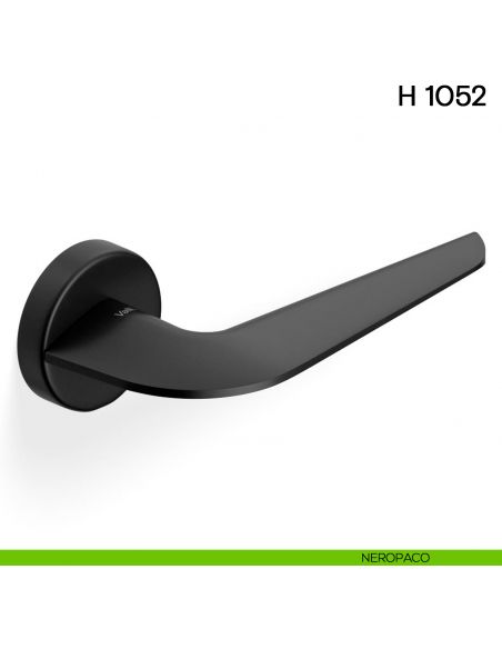 Maniglia per porta H 1052 Valli collezione Fusital con rosetta fine neropaco