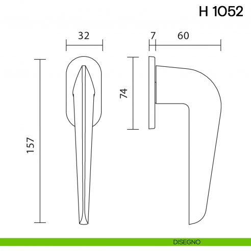 Maniglia per finestra martellina DK H 1052 Valli collezione Fusital con rosetta fine disegno