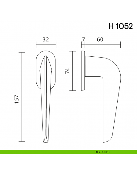 Maniglia per finestra martellina DK H 1052 Valli collezione Fusital con rosetta fine disegno