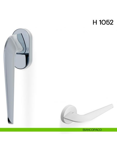 Maniglia per finestra martellina DK H 1052 Valli collezione Fusital con rosetta fine biancopaco