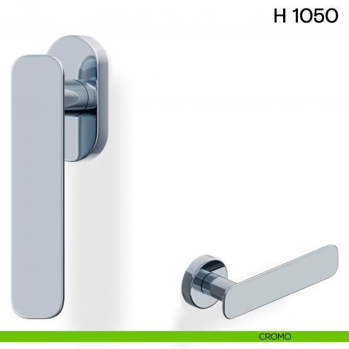 Maniglia per finestra martellina DK H 1050 Valli collezione Lab con rosetta fine cromo