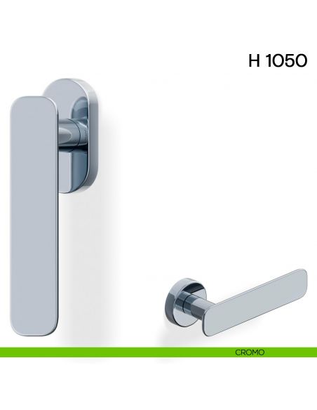 Maniglia per finestra martellina DK H 1050 Valli collezione Lab con rosetta fine cromo