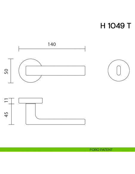Maniglia per porta H 1049 T Valli collezione Lab foro patent