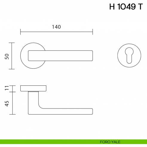 Maniglia per porta H 1049 T Valli collezione Lab foro yale