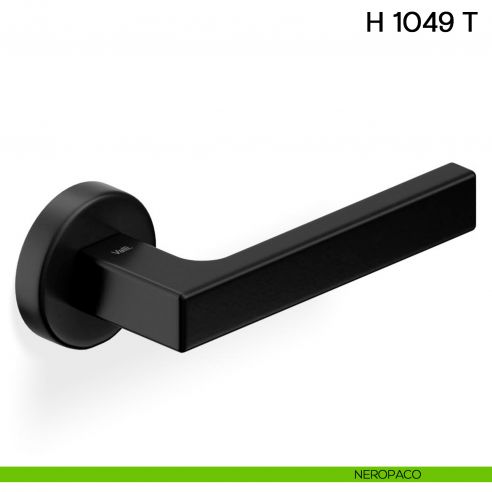 Maniglia per porta H 1049 T Valli collezione Lab con rosetta fine neropaco