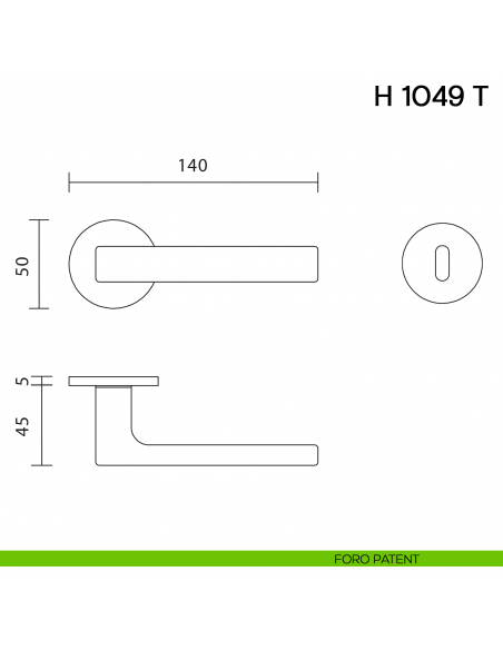 Maniglia per porta H 1049 T Valli collezione Lab con rosetta fine foro patent