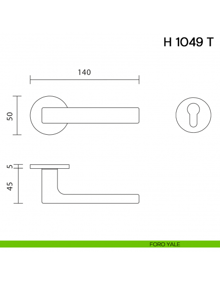 Maniglia per porta H 1049 T Valli collezione Lab con rosetta fine foro yale
