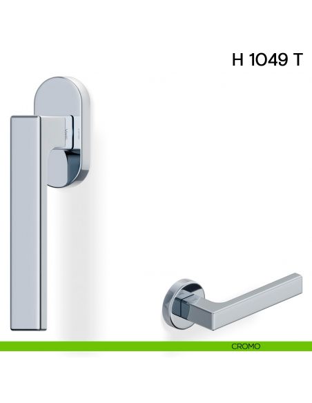 Maniglia per finestra martellina DK H 1049 T Valli collezione Lab con rosetta fine cromo