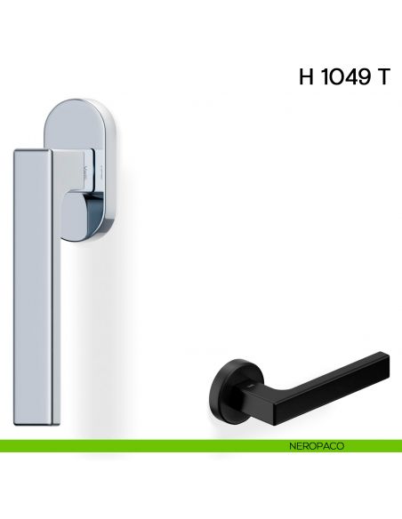 Maniglia per finestra martellina DK H 1049 T Valli collezione Lab con rosetta fine neropaco