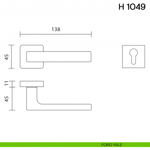 Maniglia per porta H 1049 Valli collezione Lab foro yale