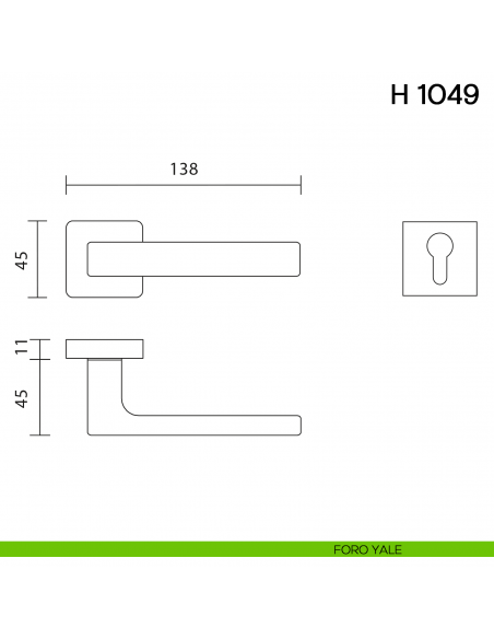 Maniglia per porta H 1049 Valli collezione Lab foro yale