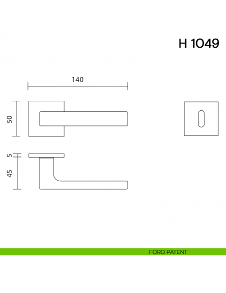 Maniglia per porta H 1049 Valli collezione Lab con rosetta fine foro patent