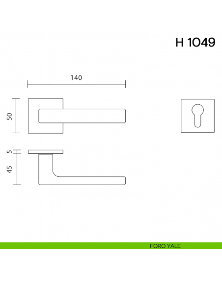 Maniglia per porta H 1049 Valli collezione Lab con rosetta fine foro yale