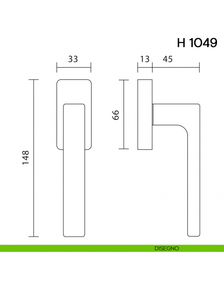 Maniglia per finestra martellina DK H 1049 Valli collezione Lab disegno