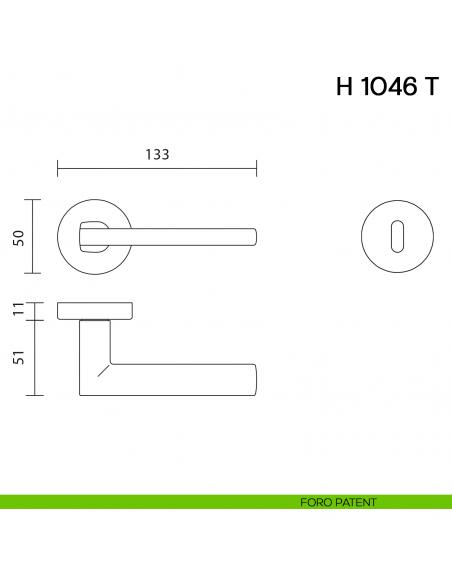 Maniglia per porta H 1046 T Valli collezione Lab foro patent