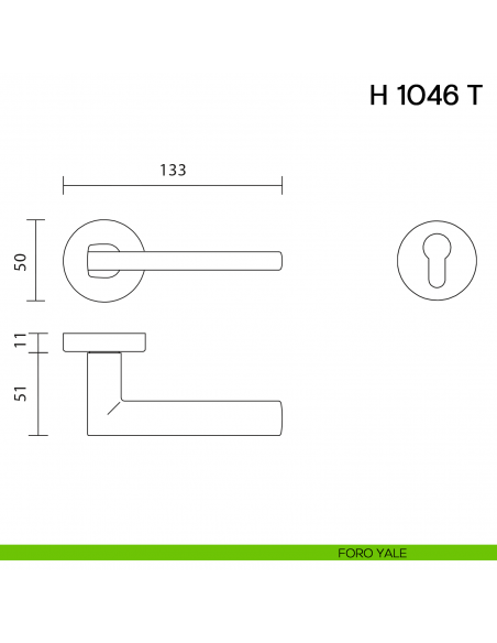 Maniglia per porta H 1046 T Valli collezione Lab foro yale