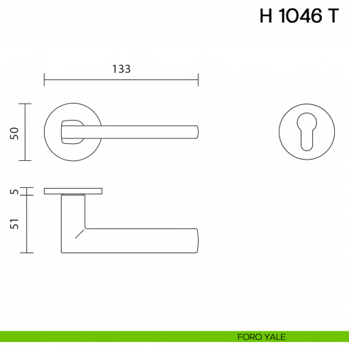 Maniglia per porta H 1046 T Valli collezione Lab con rosetta fine foro yale