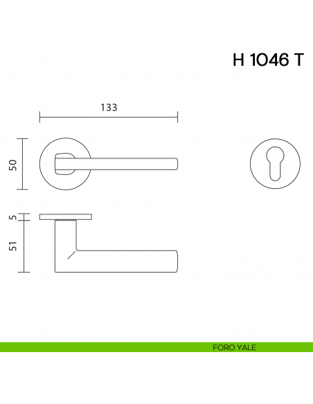 Maniglia per porta H 1046 T Valli collezione Lab con rosetta fine foro yale