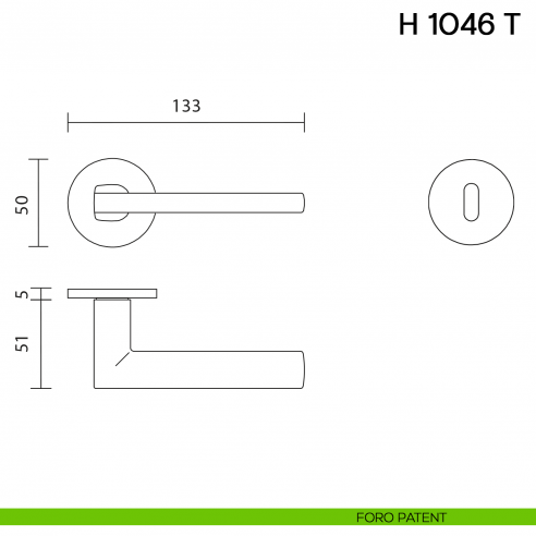 Maniglia per porta H 1046 T Valli collezione Lab con rosetta fine foro patent