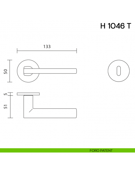 Maniglia per porta H 1046 T Valli collezione Lab con rosetta fine foro patent