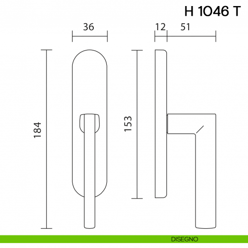 Maniglia per finestra cremonese H 1046 T Valli collezione Lab disegno
