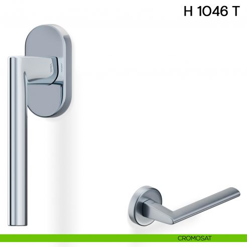 Maniglia per finestra martellina DK H 1046 T Valli collezione Lab cromosat con rosetta fine