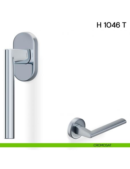 Maniglia per finestra martellina DK H 1046 T Valli collezione Lab cromosat con rosetta fine