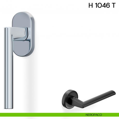 Maniglia per finestra martellina DK H 1046 T Valli collezione Lab neropaco con rosetta fine