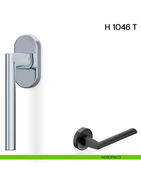 Maniglia per finestra martellina DK H 1046 T Valli collezione Lab neropaco con rosetta fine