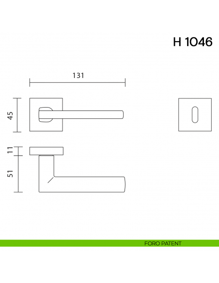 Maniglia per porta H 1046 Valli collezione Lab foro patent