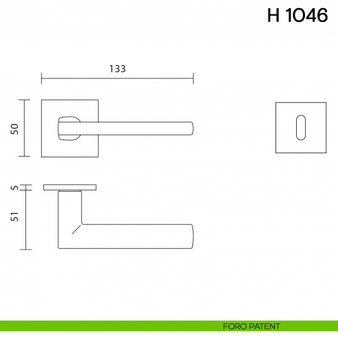 Maniglia per porta H 1046 Valli collezione Lab con rosetta fine foro patent