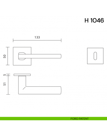Maniglia per porta H 1046 Valli collezione Lab con rosetta fine foro patent