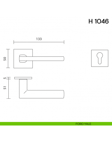 Maniglia per porta H 1046 Valli collezione Lab con rosetta fine foro yale