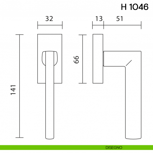 Maniglia per finestra martellina DK H 1046 Valli collezione Lab disegno