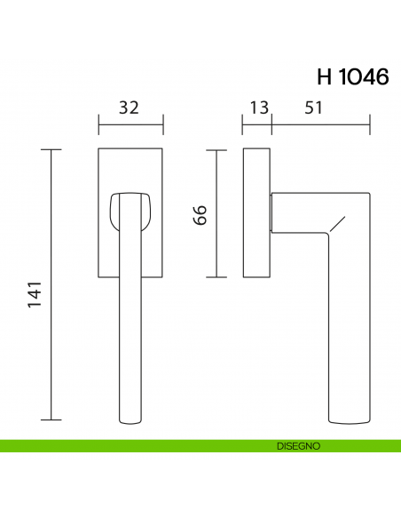 Maniglia per finestra martellina DK H 1046 Valli collezione Lab disegno
