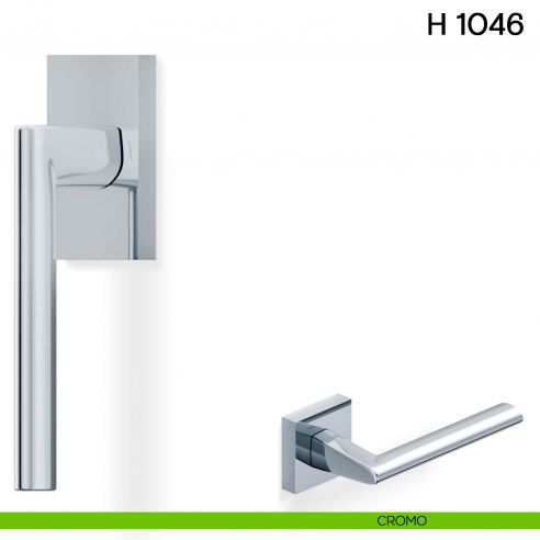 Maniglia per finestra martellina DK H 1046 Valli collezione Lab con rosetta fine cromo