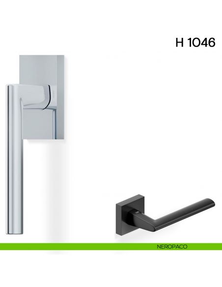 Maniglia per finestra martellina DK H 1046 Valli collezione Lab con rosetta fine neropaco