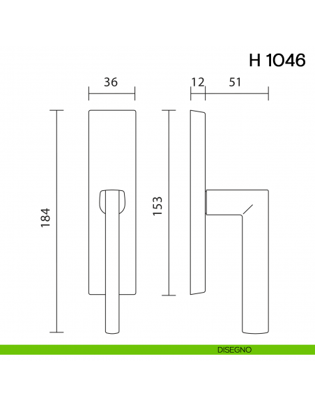 Maniglia per finestra cremonese H 1046 Valli collezione Lab disegno