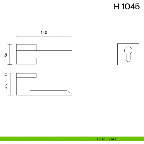 Maniglia per porta H 1045 Valli collezione Fusital foro yale