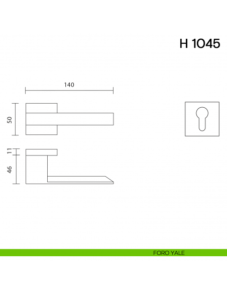 Maniglia per porta H 1045 Valli collezione Fusital foro yale