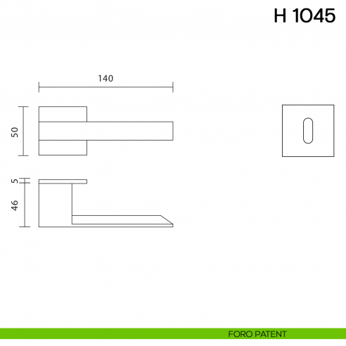 Maniglia per porta H 1045 Valli collezione Fusital con rosetta fine foro patent