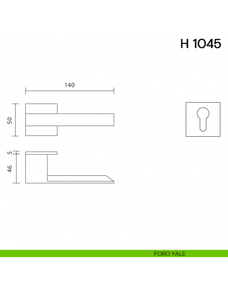 Maniglia per porta H 1045 Valli collezione Fusital con rosetta fine foro yale