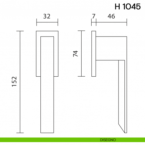 Maniglia per finestra martellina DK H 1045 Valli collezione Fusital con rosetta fine disegno