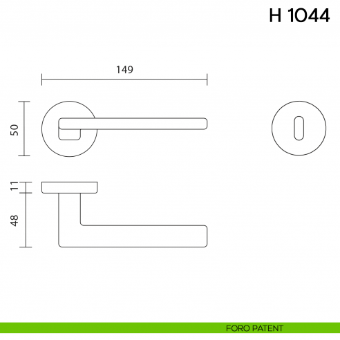 Maniglia per porta H 1044 Valli collezione Fusital foro patent