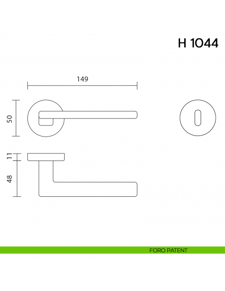 Maniglia per porta H 1044 Valli collezione Fusital foro patent