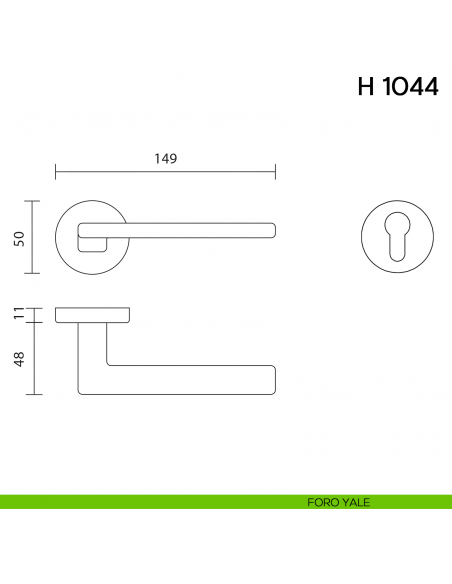 Maniglia per porta H 1044 Valli collezione Fusital foro yale