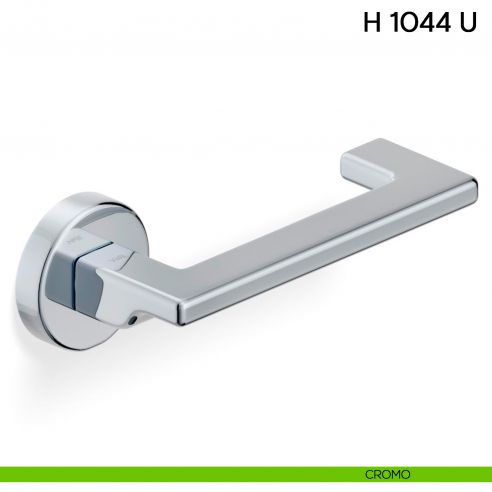 Maniglia per porta H 1044 U Valli collezione Fusital con rosetta tonda cromo